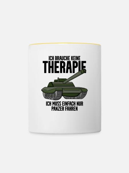 Panzer Militär Geschenk - Tasse zweifarbig - Weiß/Gelb