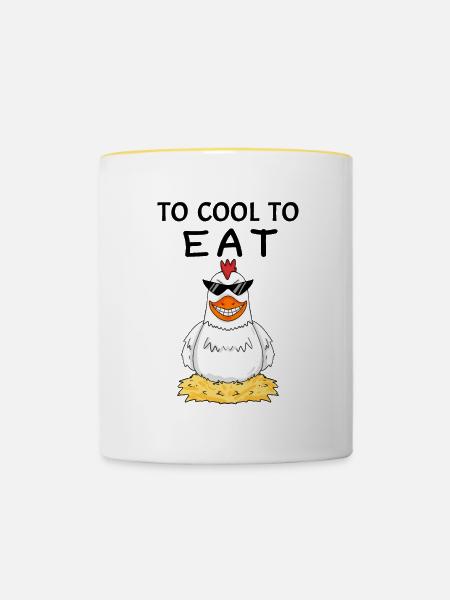 Vegan lustig - Tasse zweifarbig - Weiß/Gelb