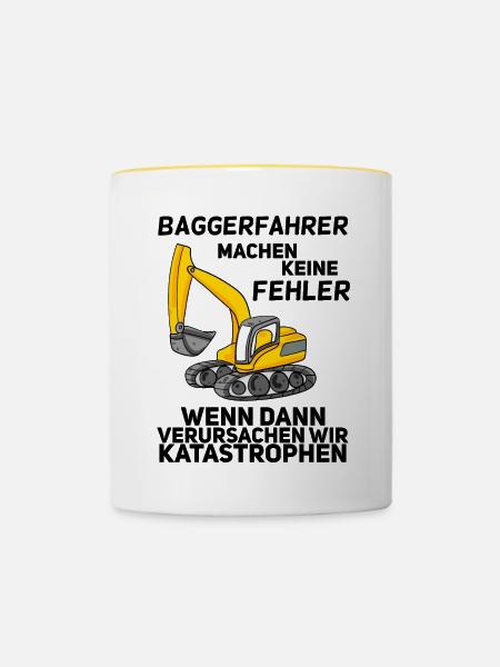 Bauarbeiter Baggerfahrer Bagger - Tasse zweifarbig - Weiß/Gelb