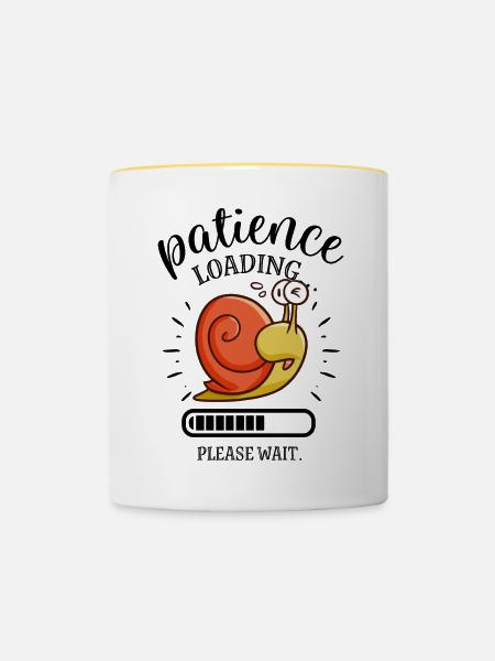 Geduldsschnecke Ladebild - Tasse zweifarbig - Weiß/Gelb