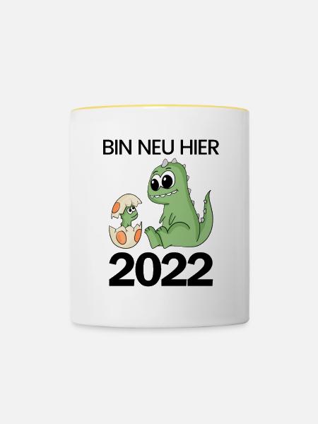 Baby Geburt 2022 - Tasse zweifarbig - Weiß/Gelb