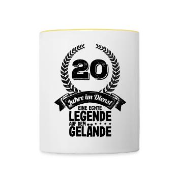 20 Jahre Im Dienst Dienstjubiläum Firmenjubiläum - Tasse zweifarbig - Weiß/Gelb - Vorne