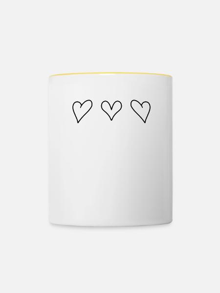 Herz Herze Liebe - Tasse zweifarbig - Weiß/Gelb