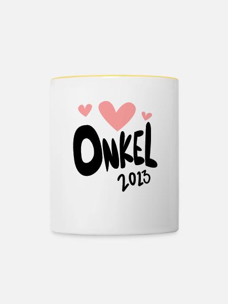 Onkel 2023 - Onkel werden - Tasse zweifarbig - Weiß/Gelb