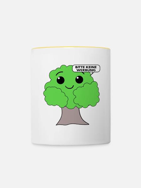 Briefkasten Aufkleber Bitte keine Werbung - Tasse zweifarbig - Weiß/Gelb