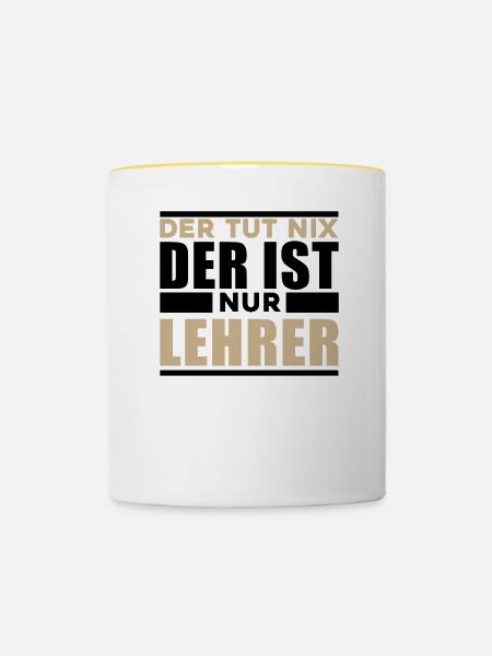 Lehrer - Tasse zweifarbig - Weiß/Gelb