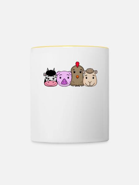 Niedliche Tiere - Tasse zweifarbig - Weiß/Gelb