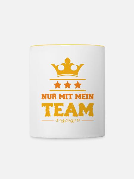 Nur mit mein Team - Tasse zweifarbig - Weiß/Gelb