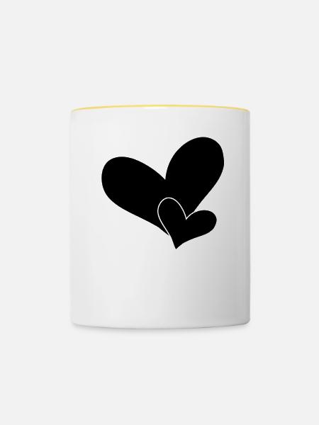 Herz - Tasse zweifarbig - Weiß/Gelb