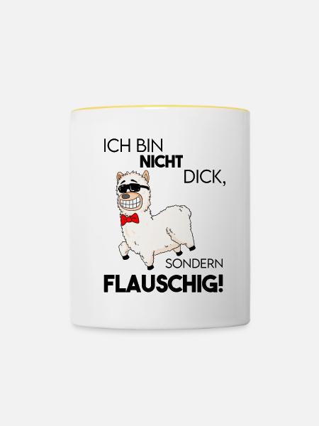 Alpaka - Ich bin nicht dick - Tasse zweifarbig - Weiß/Gelb