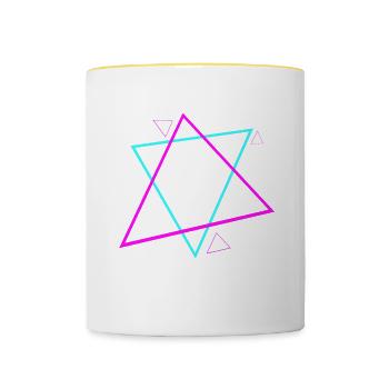 90s Symbole Muster 90er Jahre Design - Tasse zweifarbig - Weiß/Gelb - Vorne