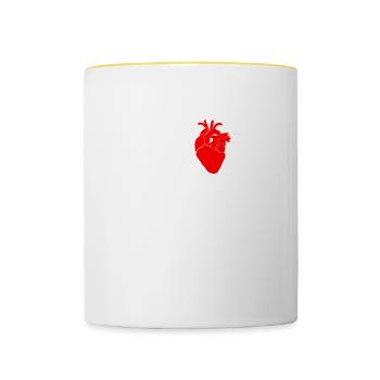 Computer chip, CPU heart - Computer Geek - Contrasting Mug - white/yellow - Front