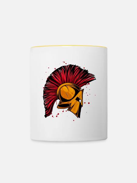 Spartan Helm Krieger Gold - Tasse zweifarbig - Weiß/Gelb