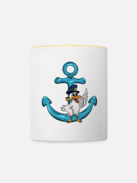 Kapitän Möwe Anker - Tasse zweifarbig - Weiß/Gelb