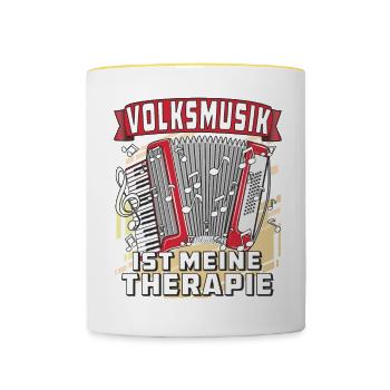 VOLKSMUSIK IST MEINE THERAPIE - Tasse zweifarbig - Weiß/Gelb - Vorne