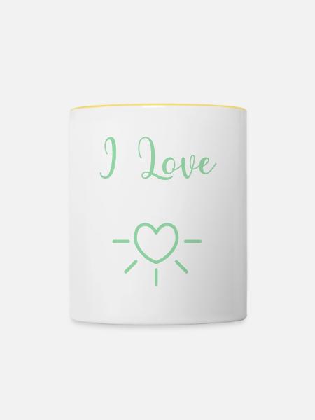 Ich liebe Bücher - Tasse zweifarbig - Weiß/Gelb
