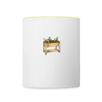 Hochbeet I Hobbygärtner Gärtner Selbstversorger - Tasse zweifarbig - Weiß/Gelb - Vorne