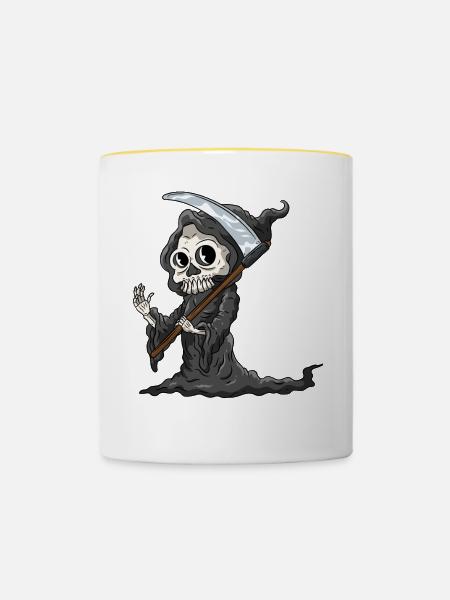 Sensenmann - Tasse zweifarbig - Weiß/Gelb