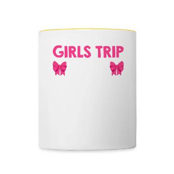 Voyage des filles moins cher que la thérapie - Mug contrasté - blanc/jaune - Devant