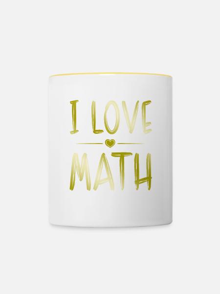 Ich liebe Mathe - Tasse zweifarbig - Weiß/Gelb