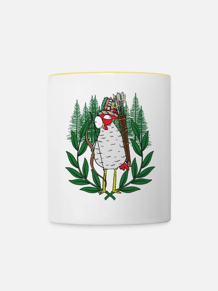 Huhn Krieger Federvieh Bogenschütze - Tasse zweifarbig - Weiß/Gelb