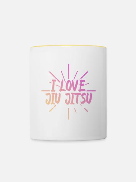 Ich liebe Jiu Jitsu - Tasse zweifarbig - Weiß/Gelb