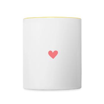 Erzieherin mit Herz Kindergärtnerin Geschenk - Tasse zweifarbig - Weiß/Gelb - Vorne