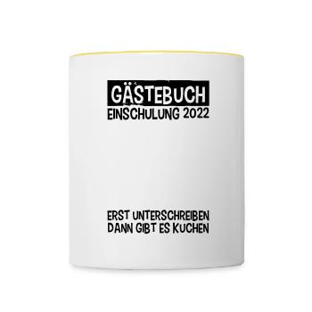 School Enrolment 2022 Guestbook Schoolchild School Start - Contrasting Mug - white/yellow - Front