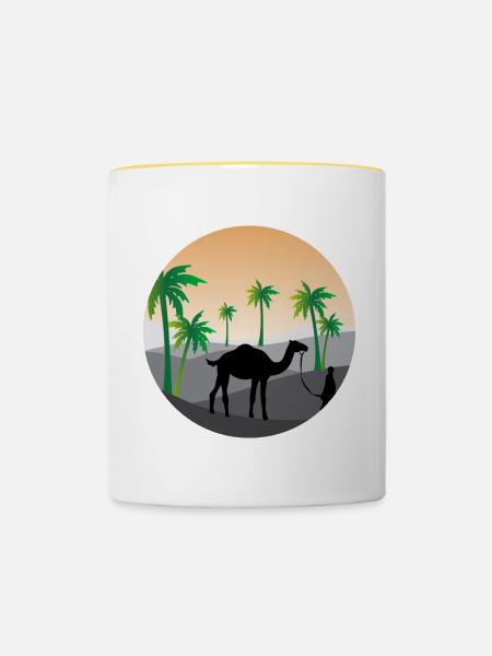 Palmen - Tasse zweifarbig - Weiß/Gelb