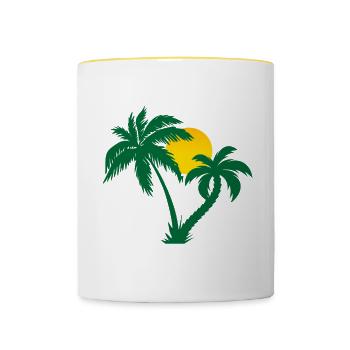 Palm trees - Contrasting Mug - white/yellow - Front