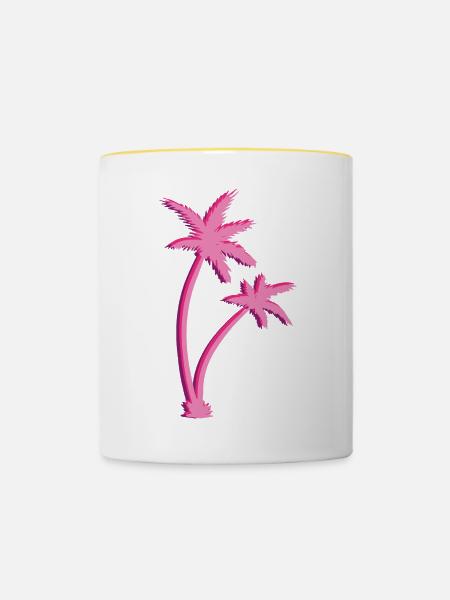 Palmen - Tasse zweifarbig - Weiß/Gelb