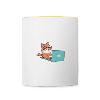 Je suis un programmeur Je fais bip d’ordinateur boop beep4 - Mug contrasté - blanc/jaune - Devant