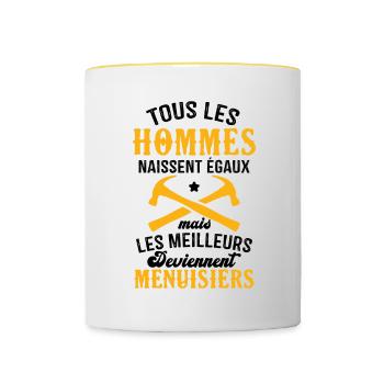 Les meilleurs hommes deviennent menuisiers - Mug contrasté - blanc/jaune - Devant