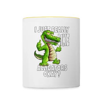 Alligatoren Krokodil Fan Echsenliebhaber Tiermotiv - Tasse zweifarbig - Weiß/Gelb - Vorne