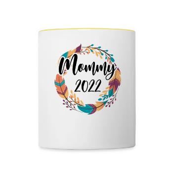 Mama 2022 Schwanger Schwangerschaft Mom To Be - Tasse zweifarbig - Weiß/Gelb - Vorne