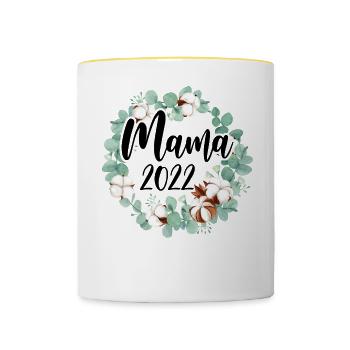 Mama 2022 Schwanger Schwangerschaft Mom To Be - Tasse zweifarbig - Weiß/Gelb - Vorne