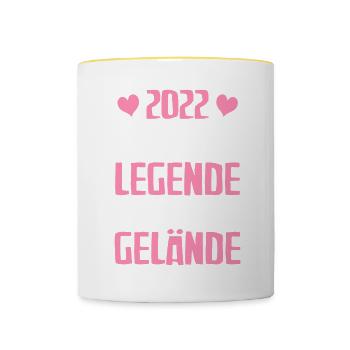 Eine Kita Legende Kita Abgänger 2022 - Tasse zweifarbig - Weiß/Gelb - Vorne
