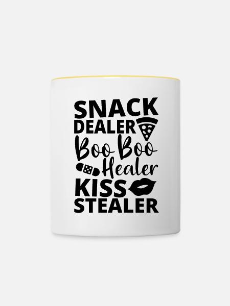 Mama Mutter Küsse Dieb - Tasse zweifarbig - Weiß/Gelb