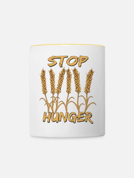 STOP HUNGER - Tasse zweifarbig - Weiß/Gelb