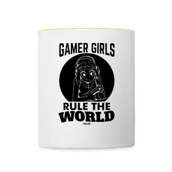 Girls Gaming Online Internet Gaming - Contrasting Mug - white/yellow - Front