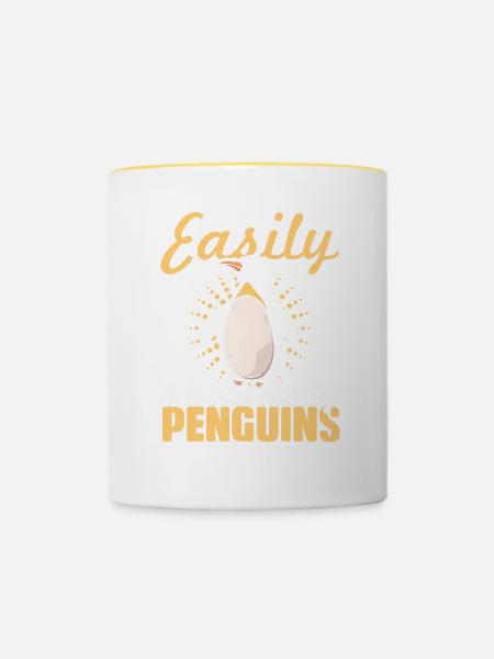 Pinguin-Ablenkungen - Tasse zweifarbig - Weiß/Gelb