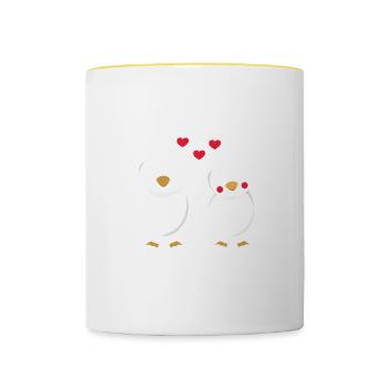 Für immer Pinguin - Tasse zweifarbig - Weiß/Gelb - Vorne