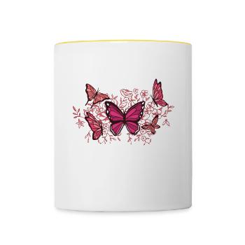 If It Involves Butterflies Count Me In - Contrasting Mug - white/yellow - Front