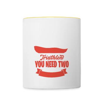 POUR LE TRIATHLON, VOUS AVEZ BESOIN DE DEUX motifs pour les triathlètes - Mug contrasté - blanc/jaune - Devant