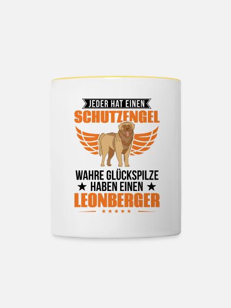 Leonberger Schutzengel - Tasse zweifarbig - Weiß/Gelb