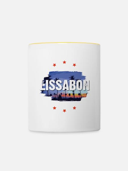 Lissabon - Tasse zweifarbig - Weiß/Gelb