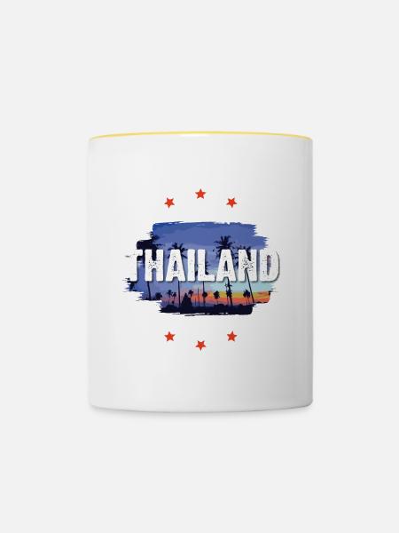 Thailand - Tasse zweifarbig - Weiß/Gelb