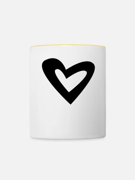 Herz - Tasse zweifarbig - Weiß/Gelb