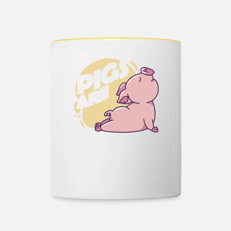 Cochon - Mug contrasté - blanc/jaune
