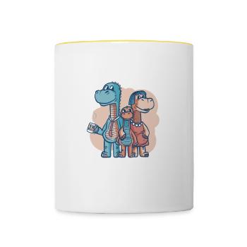 Dinosaur Squad - Tasse zweifarbig - Weiß/Gelb - Vorne